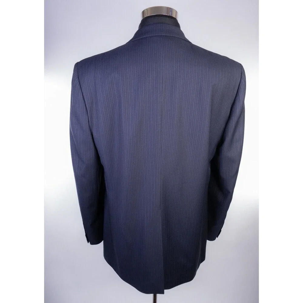 Banana Republic 2-Pcs Stripped Blue Classic Wool Suit Jacket Sz 42R Pants 36X30